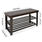 SMIBUY Sturdy Bamboo Shoe Rack Bench, 3-Tier Shoe Organizer, Storage Shelf for Entryway Hallway Bathroom Living Room (Dark Brown) - color: Dark Brown