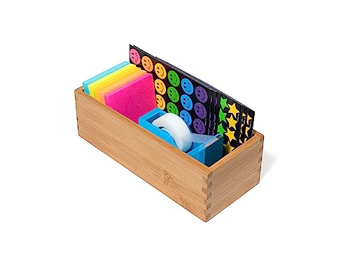 Lipper International Bamboo Wood Utensil Holder Storage Box for Cooking Tools, Makeup, or Office Supplies, 4" x 9 1/4" x 3" - size: 4" x 9 1/4" x 3"