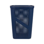 Mind Reader Slim Laundry Hamper with Lid, 60L Clothes Basket, Ventilated Plastic, Navy - color: Navy, size: Single
