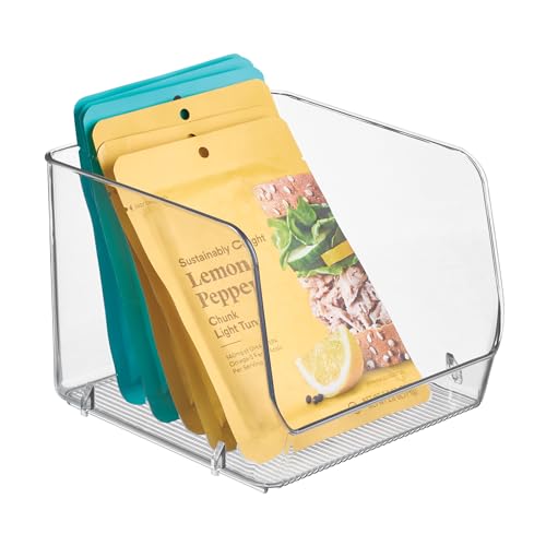 iDesign Stackable Open-Front Storage Bin for Pantry or Household Storage, Clear, Made in USA - style: Pack of 1