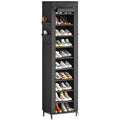 Simple Trending Narrow Shoe Rack with Cover, 10 Tier Shoe Organizer Storage, Tall Free Standing Shoe Cabinet Holds 20 Pairs for Closet, Black - size: 10 Tiers Narrow with Cover, Black