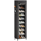 Simple Trending Narrow Shoe Rack with Cover, 10 Tier Shoe Organizer Storage, Tall Free Standing Shoe Cabinet Holds 20 Pairs for Closet, Black - size: 10 Tiers Narrow with Cover, Black