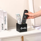 Remote Control Holder, Wooden Tv Remote Holder, Remote Holder for Table, Remote Control Storage Organizer Caddy (for 2 or 3 Remote Controls) 3.5 x3.5x3.5 - Black