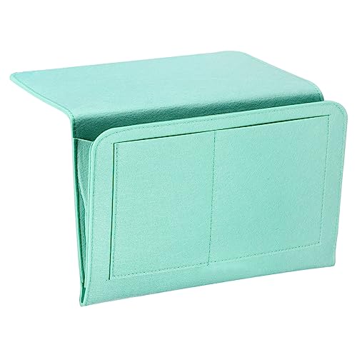 PATIKIL 13in Bedside Caddy, Bed Caddy Bedside Organizer Hanging Soft Felt 5 Pockets Bed Pockets Bedside Storage Organizer Remote Control Holder for Bedroom Phones Glasses, Green - color: Green, size: 12.6*8.6inch