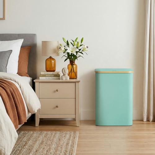 Lifewit 80L Laundry Basket with Lid, Clothes Hampers for Laundry with Bamboo Handles and 1 Removable Bag, Large Foldable Laundry Hamper for Bedroom, Bathroom, Dorm, Laundry Room, Sage Green - color: Sage Green, size: 80L