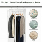 Clear Garment Bag, 60" Hanging Zippered Closet Organizer with Metal Frame – Protects Dresses, Suits & Jackets from Dust and Moisture - size: 60" Long