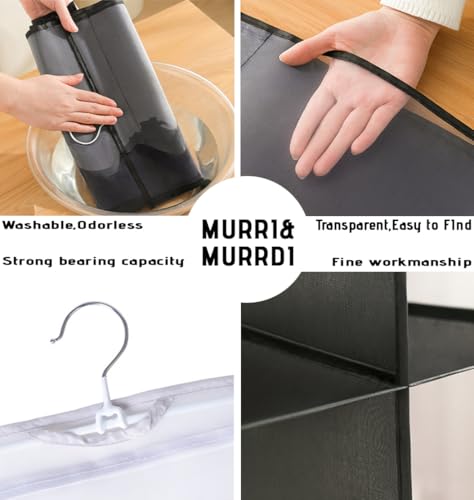 MURRI&MURRDI Hanging Handbag Organizer for Closet, Purse Storage Holder with 8 Clear Mesh Pockets, Space Saving Purse Hanger for Wardrobe, Black - color: B-black