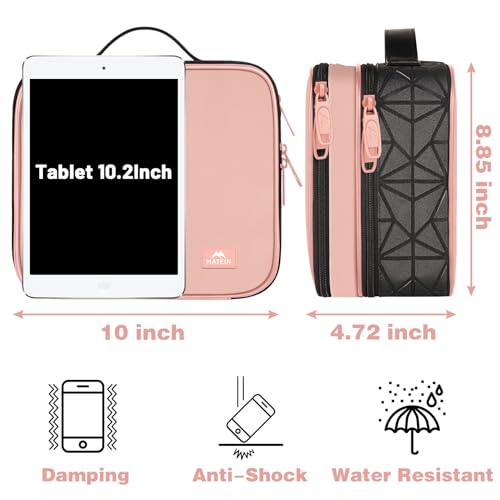 MATEIN Cord Organizer Case with Adjustable Divider, DJ Cable File Bag for DJ Gear, Sound Instrument and Music Equipment Accessories, Shockproof Portable Double Layer Cord Bags, Pink - color: Pink, size: Medium