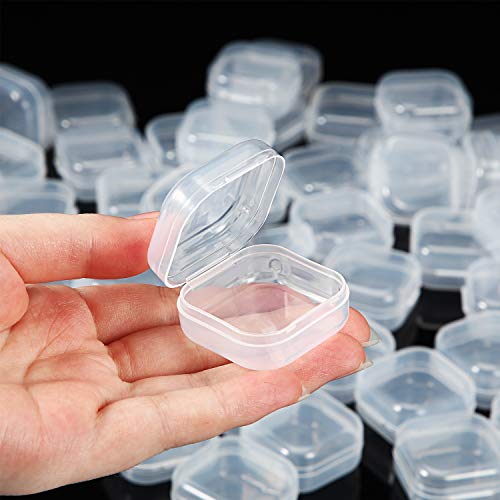 SATINIOR 48 Packs Clear Small Plastic Containers Transparent Storage Box with Hinged Lid for Small Items Crafts Jewelry (1.37 x 1.37 x 0.7 Inches) - size: 1.37 x 1.37 x 0.7 in