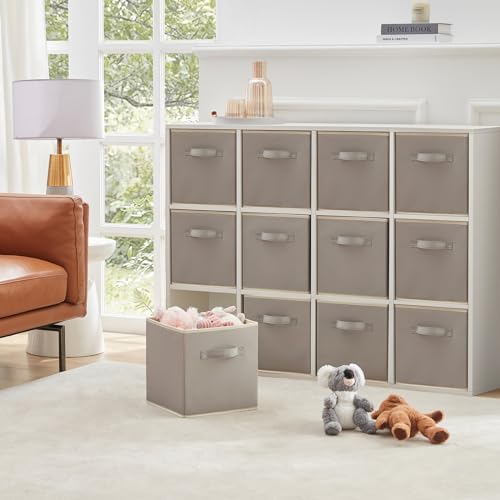 Lifewit Storage Cubes, Foldable Decorative Fabric Storage Baskets for Organizing Home Organizers with Handles for Shelves, Closet, 13 Inch Bins, 36L Light Gray, 12 Packs - color: Light Gray, size: 12pcs-13INCH