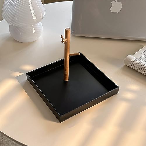 Shinpuru Key Tray & Key Bowl, Jewelry Tray with Wood 3-Tier Hanging Organizer - Multi-Functional Entryway Tray, Perfect for Key Bowl, Ring Holder, Jewelry Dish Organize (Black Square) - color: Black Square