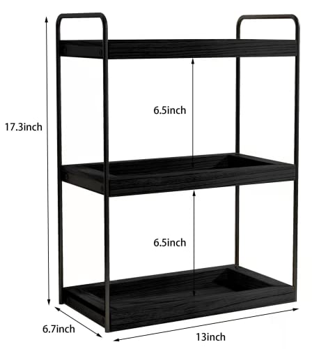 Dorhors 3 Tier Bathroom Counter Organizer,Countertop Bathroom Storage Shelf,Counter Tray and Vanity Organizer (Black) - color: Black