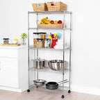 Seville Classics 5-Tier Wire Shelving with Wheels, 5-Tier, 30"" W x 14"" D (NEW MODEL), Chrome Plating, Plated Steel - color: Plated Steel, size: 5-Tier, 30" W x 14" D (NEW MODEL)