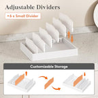 Lifewit Kitchen Cabinet Organizer for Food Contanier Lid, Lid Holder with 6 Adjustable Dividers & 7 Sections for Pantry Organizers and Storage, Home Drawer Organization, Large, 13" x 10" - size: Large(13" x 10")