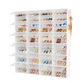 Shoe Rack Organizer 12 Tier Shoe Storage Cabinet with Door 96 Pair Tall Shoes Rack Expandable Free Standing Sturdy Plastic Easy Assembly Shoes Shelf for Closet Entryway Bedroom Hallway White - size: 48" Wide-96 Pairs