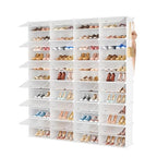 Shoe Rack Organizer 12 Tier Shoe Storage Cabinet with Door 96 Pair Tall Shoes Rack Expandable Free Standing Sturdy Plastic Easy Assembly Shoes Shelf for Closet Entryway Bedroom Hallway White - size: 48" Wide-96 Pairs
