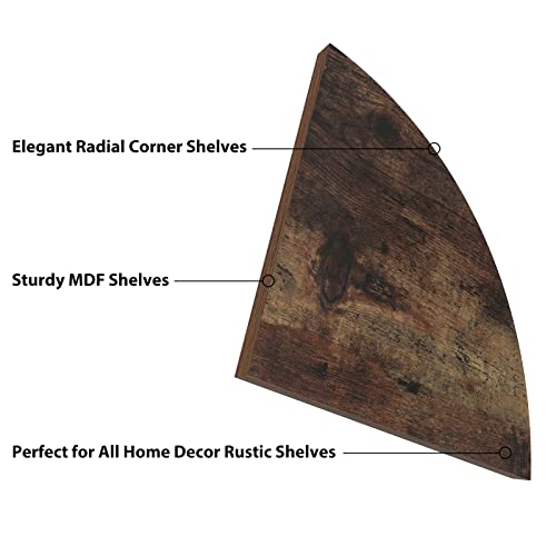 HORLIMER 6 Pack Wall Mount Floating Corner Shelf, Rustic Wood Corner Wall Shelves for Bedroom, Living Room, Bathroom, Kitchen - color: Brown, size: Fan-Shaped