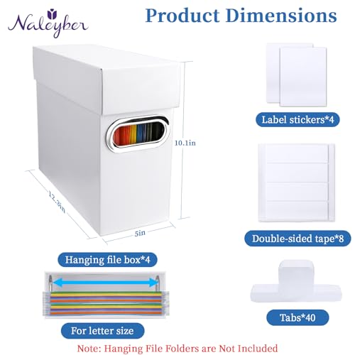 File Organizer Box with Lid & Handle, Heavy Duty Hanging File Folder Storage Boxes for Letter Size, Portable Filing Organizer for Office, Home, Classroom, White 4 Pack - color: White, size: 4 Pack