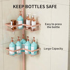 KEGII Corner Shower Caddy Tension Pole - 4-Tier Rustproof Bathroom Organizer, Floor to Ceiling Shower Caddy 25-114.2 inch, No Drilling Shower Storage Rack for Shampoo, Towels (Blush Nude) - style: Tension Caddy - Blush Nude