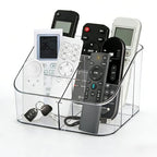 Remote Control Holder, Clear Plastic Remote Caddy for Desk and Nightstand Storage, Space-Saving Desk Organizer with See-Through Design for Living Room and Desk Accessories, 5 Compartments - size: 5 Slots