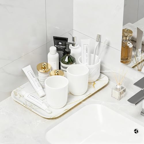 Weenson Bathroom Vanity Tray for Makeup Jewelry Candle Perfume Decor Toilet Tank, Serving Tray for Food Snacks, Kitchen Tray for Countertop Soap Dispenser Spice Coffee Nightstand11.8”L x 7.9”W x 0.8”H - color: White, size: 11.8" x 7.9" x 0.8"