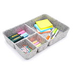 Welaxy Junk Drawer Organizer bin 4 Compartments Office Organizers Bins Felt Trays Drawers 2 dividers Multi-Purpose Storage (Grayx2) - color: Grey x 2