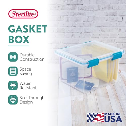Sterilite 12-Pack Gasket Box, Weather-Resistant Storage Bins with Latching Lids, 32 Quart - Heavy-Duty Organizing Containers for Closet, Bathroom, and Office - size: 32 Quart, style: 12 Pack