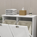 Two-Compartment Tilt-Out Laundry Sorter Cabinet White, with Removable Cloth Bags Fashionable Design Finish Durable Organizer Durable Material Three Painting processes, for Laundry Rooms