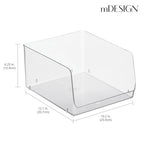 mDesign Wide Stackable Plastic Food Storage Organizer Bin Basket with Open Front for Household Kitchen Cabinets, Pantry, Offices, Closets, Bedrooms, Bathrooms - 10.2" Wide, 4 Pack - Clear - size: 12 x 10 x 6.25 (Pack of 4)