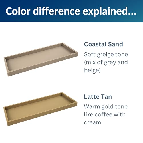 Spacewiser Countertop and Vanity Tray - 11.7" Silicone Bathroom Tray, Flexible Dish Soap Holder for Kitchen, Bathroom Counter Organizer, Shower Toilet Tank Trays Décor Accessories, Sink Makeup Mat Oil - color: Coastal Sand, size: Large 11.7”
