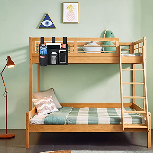 Zafit Linen Bedside Caddy, Bedside Storage Organizer for Hospital Beds, College Dorm Rooms or Baby Bed (4 Pockets-Black) - color: Black, size: 4 Pockets
