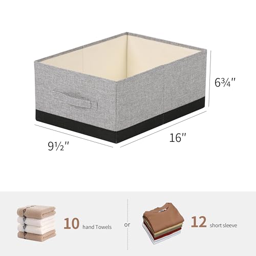 linen closet organizers and storage, 3 Pack Large Storage Baskets, Washable, Clothing Storage Bins with Handle, Closet Organizer for Storage Sweater,Sheets (gray black, 16"x9½"x6¾") - color: gray black, size: 16"x9½"x6¾"