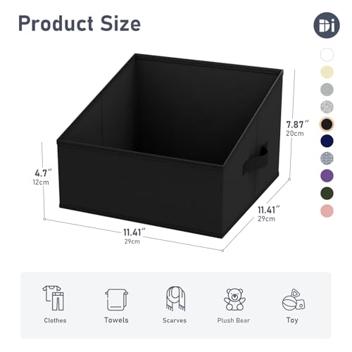 DIMJ Closet Storage Bins 8 Pack - Fabric Trapezoid Closet Organizer Bin, Foldable Storage Baskets for Shelves, Closet Shelf Organizer, Clothing Storage Box for Toys, Books, Towel, Clothes, Black - color: Black, size: 8 Bins 11.4"x11.4"x7.8"
