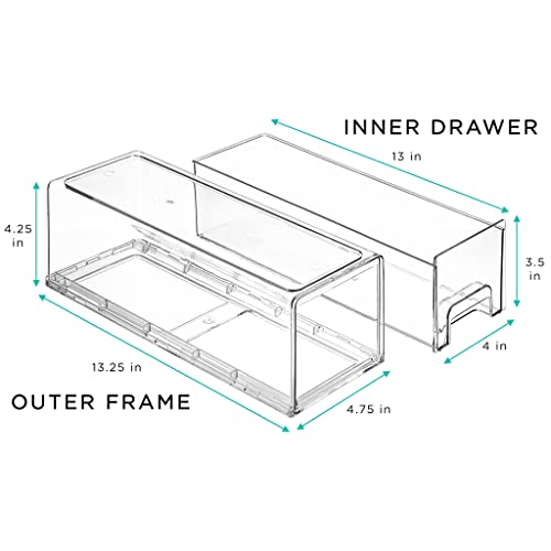 Sorbus Small Wide Clear Stackable Storage Drawers – 4-Pack Plastic Organizer Bins with Handles – Stackable Pull-Out Storage Drawers for Closet, Pantry, Office, Bathroom, Craft, and Toy Organization - color: 4 Pack, size: Small Wide
