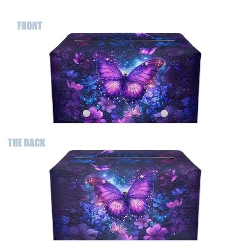 Butterfly Pu Leather Tissue Box Cover, Modern Rectangular Tissue Box Tissues Organizer Living Room Bedroom Vanity Countertop Home Decor Items - color: Butterfly1