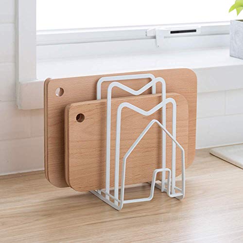Poeland Kitchen Pantry Organizer Rack for Dinnerware, Bakeware, Cookware, Cutting Boards, Pan Lids - color: White