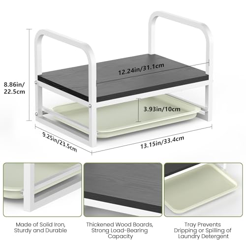 Laundry Detergent Holder Stand, Liquid Detergent Dispenser Shelf Organizer with Cleanable Drip Tray, Liquid Holder Stand Catcher for Laundry Room Organization and Storage (Flat-BlackWhite) - style: Flat-Black Wood
