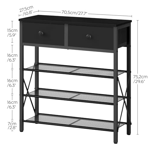 YATINEY 4 Tier Shoe Rack, Large Capacity Shoe Storage Organizer, Metal Shoe Shelf with Drawer and Wooden Top, for 16 Pairs of Shoes, for Entryway, Closet, Black SS24BB - color: Black, size: 27.7" x 10.8" x 29.6"