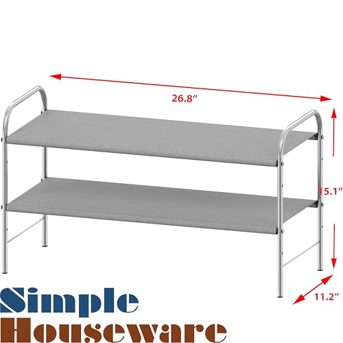 Simple Houseware 2-Tier Shoe Rack Storage Organizer, Grey - color: Grey, size: 2-Tier