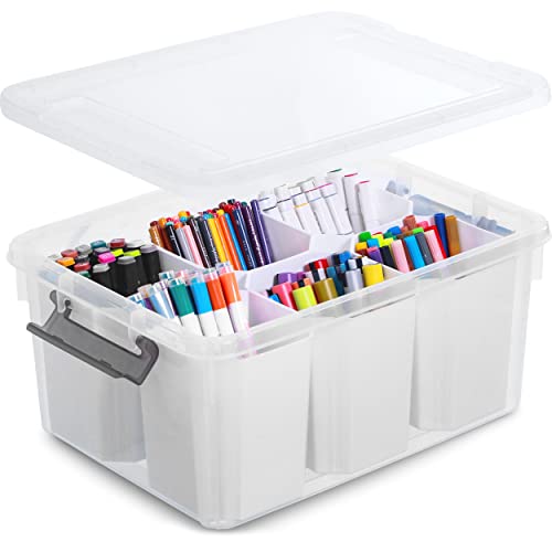 Citylife 17 QT Plastic Storage Bins Clear Storage Box with Lids Multipurpose Stackable Storage Containers for Organizing Tool, Craft, Crayon - size: 1 Pack-17 QT