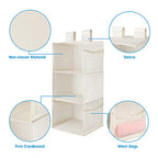 MAX Houser 3-Shelf Hanging Closet Organizer, Hanging Sweater Organizer, Foldable Hanging Shelves for Closet with 2 Velcro, Beige - color: Beige