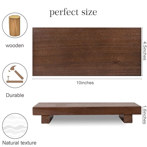 zoocatia Small Wood Tray Pedestal Stand Farmhouse Bathroom Decor Decorative Wooden Riser Kitchen Soap Dish Holder for Vanity, Counter, Sink, 10" x 4.5" - Walnut - color: Walnut, size: 10" x 4.5" x 1.6"