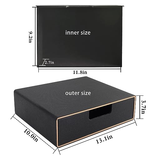 PU Leather Stackable Organizer Drawer,Executive Office Supplies Desktop Filing A4 File Cabinet/Holder for Jewelry/Bill/Paper/Documents/Makeup Home Decor Stationery Storage Box,Black - color: Black