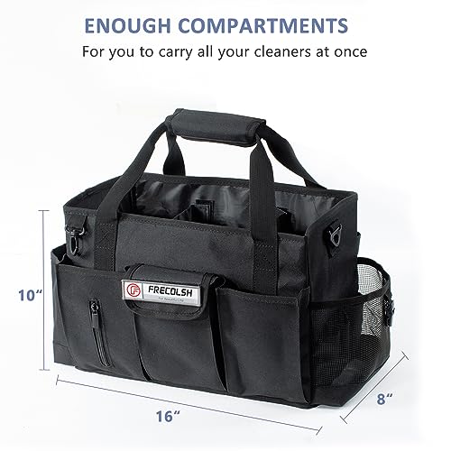 Large Cleaning Caddy for Cleaning Suppliers Organizer,15" Storage Organizer for House Clean Essential, Wearable Cleaing Bag, Storage Caddy for Housekeeping - color: Black, size: Large