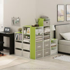 Furinno Luder 3-Tier Open Shelf Bookcase, Green/White - color: White/Green, size: 3-Tier, 9.3 x 16 x 31.4