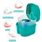 2 Pack Color Retainer Cleaner Case Denture Cups for Soaking Dentures, False Teeth Container Partial Denture Cleaning Case with Lid Travel - Lake Green and Dark Blue - color: Lake Green & Dark Blue
