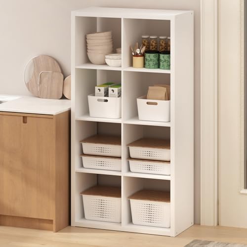 Furinno HERMITE Kitchen Island, 8-Cube Coffee Bar, Extra Thick Kitchen Storage, Bakers Rack, for Pantry Organizers and Storage, Kitchen Organization, White - color: White, size: 8-Cube Extra Thick