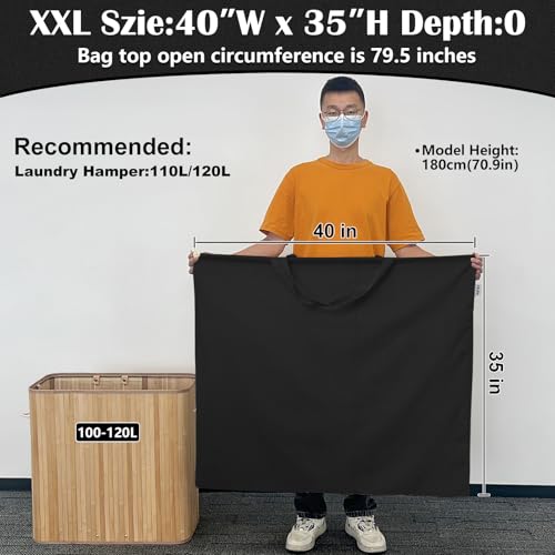 Canvas Laundry Bag 40"W x 35"H, Thick Canvas Laundry Bag with Handles & Drawstring, Extra Large Heavy Duty Washable Storage Sack (XXL, Black) - color: Black, size: XXL 40"Wx35"H┃1 Pack