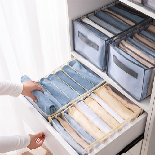 Wardrobe Clothes Organizer 9Grids Visible Closet Organizers Compartment Storage Box with Mesh Separation(grey) - color: Grey, size: 9 Cell