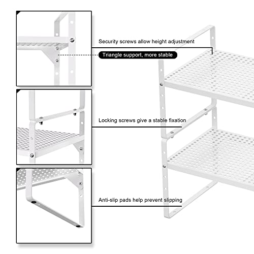 Expandable Counter Organizer Shelf (16.5'' to 27.2''), Countertop Organizer Kitchen Bathroom Pantry Cupboard Home Office for Cups, Dishes, Plates -White - color: White-1pack